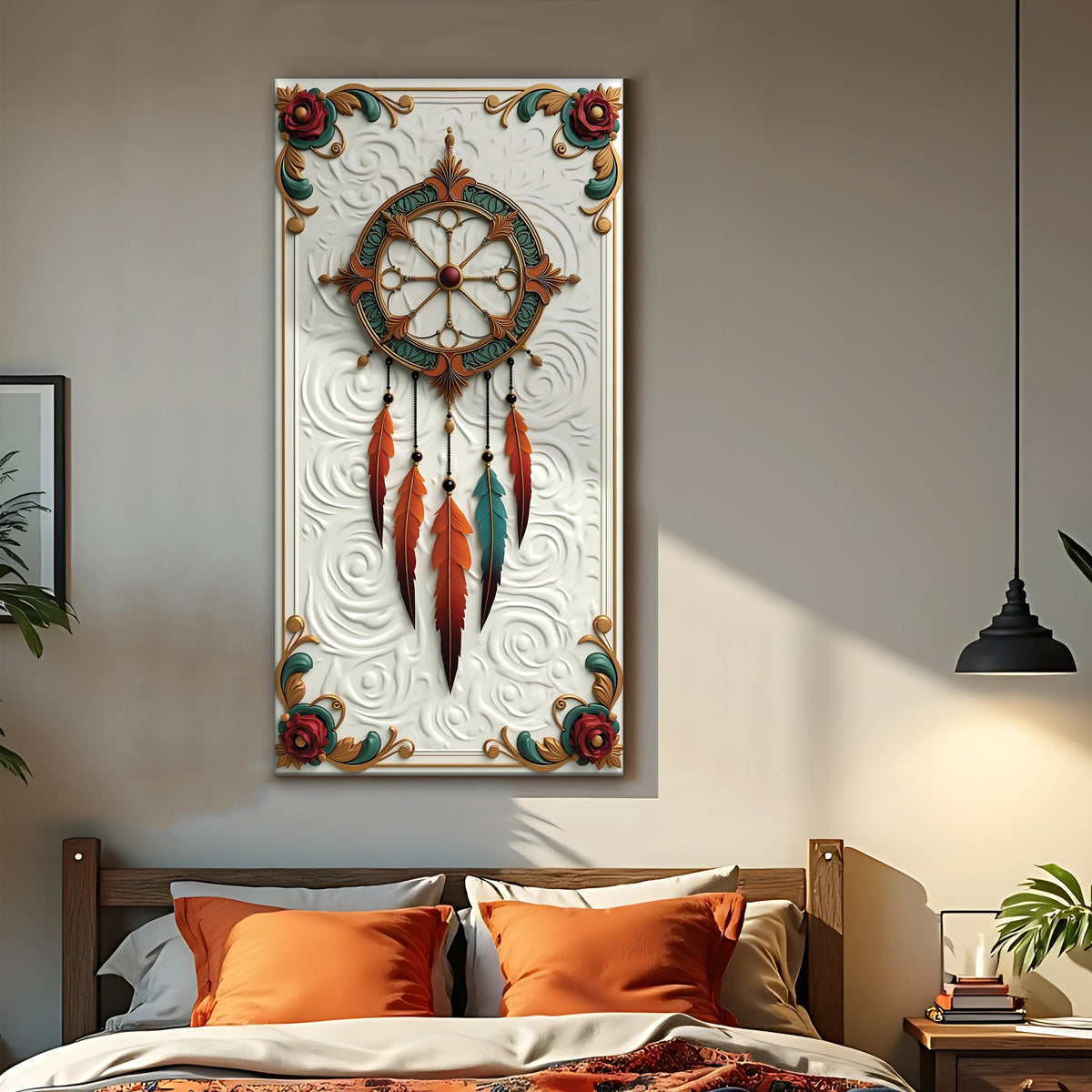 3D Whispering Feathers Wall Art III canvas by Tailored Canvases shown in a room setting, view 2