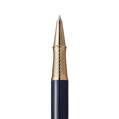 Massete Venero Executive Classic Luxury Rollerball Pen, Glossy Black, Red, or Blue with 23K Gold Plated Trim, Removable Cap, Engravable, Presented in Gift Box, Extra Refill Included, Fine Tip, Black or Blue Ink by Massete