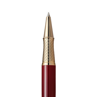 Massete Venero Executive Classic Luxury Rollerball Pen, Glossy Black, Red, or Blue with 23K Gold Plated Trim, Removable Cap, Engravable, Presented in Gift Box, Extra Refill Included, Fine Tip, Black or Blue Ink by Massete