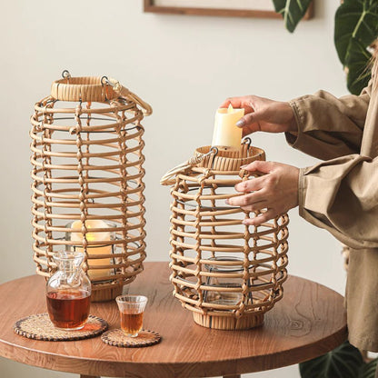 Decorative Bamboo Woven Lantern Holder by RusticReach