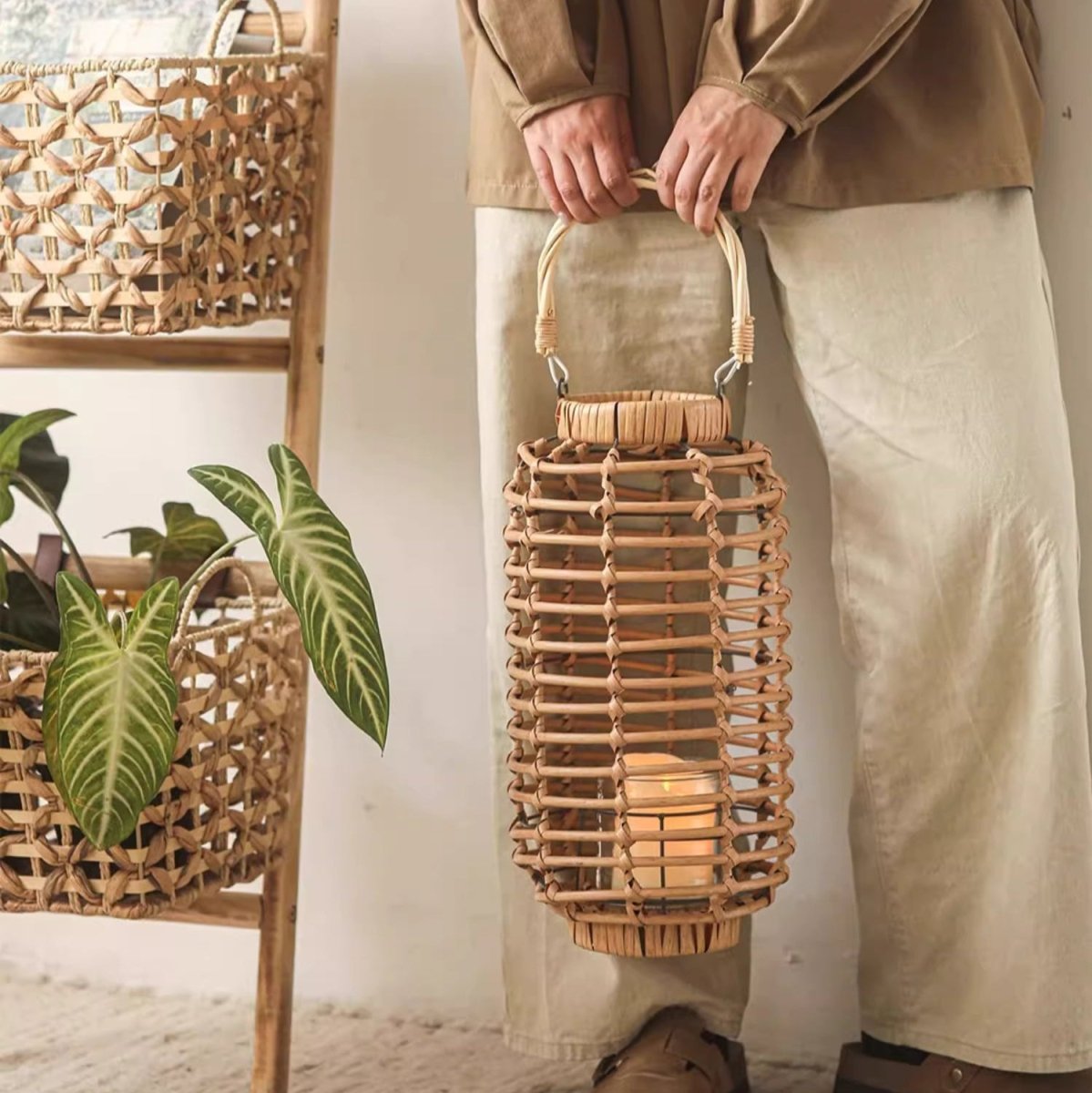 Decorative Bamboo Woven Lantern Holder by RusticReach
