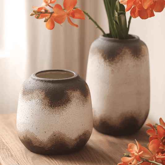 Watertight Brown Imprint Ceramic Vase by RusticReach