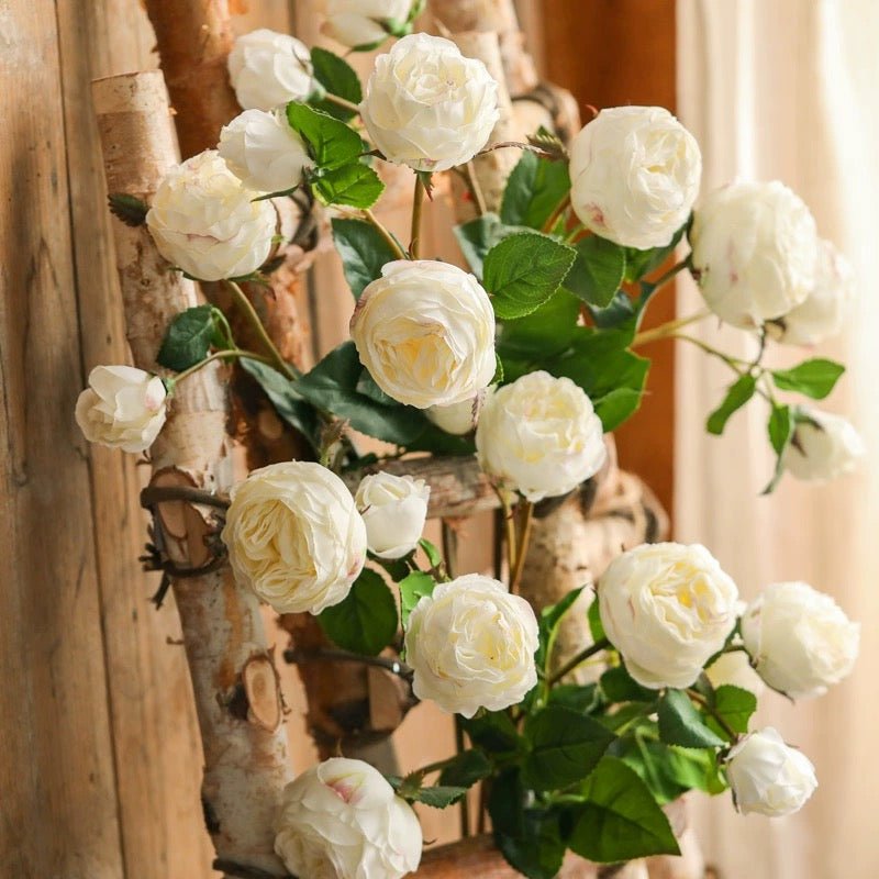 White Cabbage Rose Stem 20.8" Tall by RusticReach