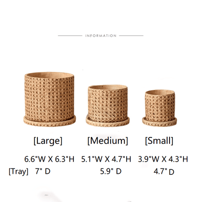 Faux Woven Grid Cement Pot by RusticReach