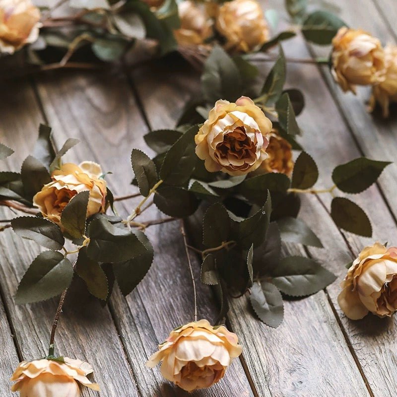Artificial Small Peony Flower Vine 65" Long by RusticReach