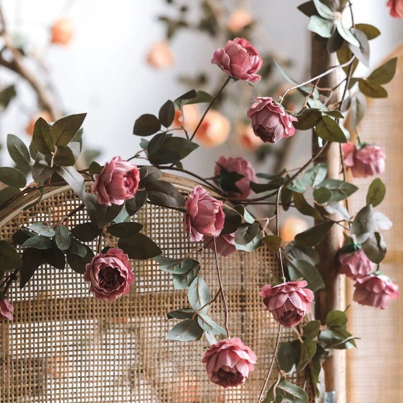 Artificial Small Peony Flower Vine 65" Long by RusticReach