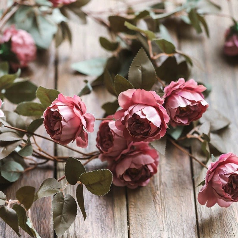 Artificial Small Peony Flower Vine 65" Long by RusticReach