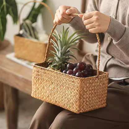 Rectangular Woven Carry Basket Organizer by RusticReach