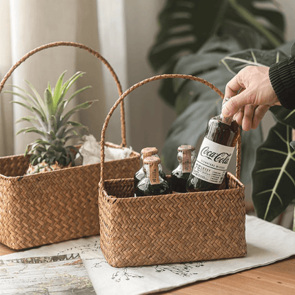 Rectangular Woven Carry Basket Organizer by RusticReach