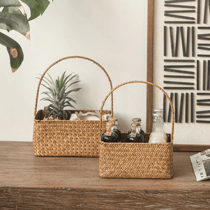 Rectangular Woven Carry Basket Organizer by RusticReach