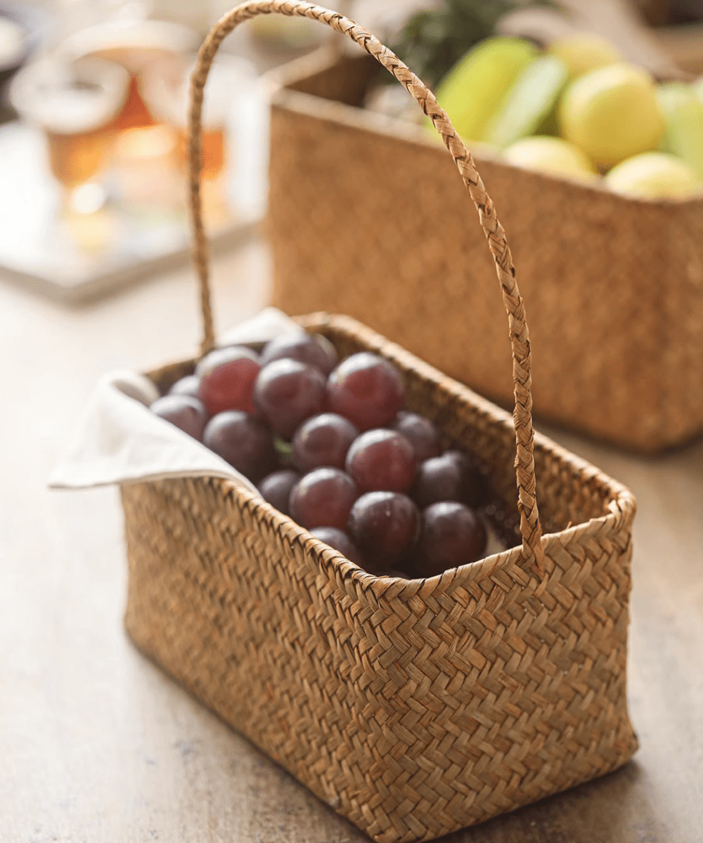 Rectangular Woven Carry Basket Organizer by RusticReach