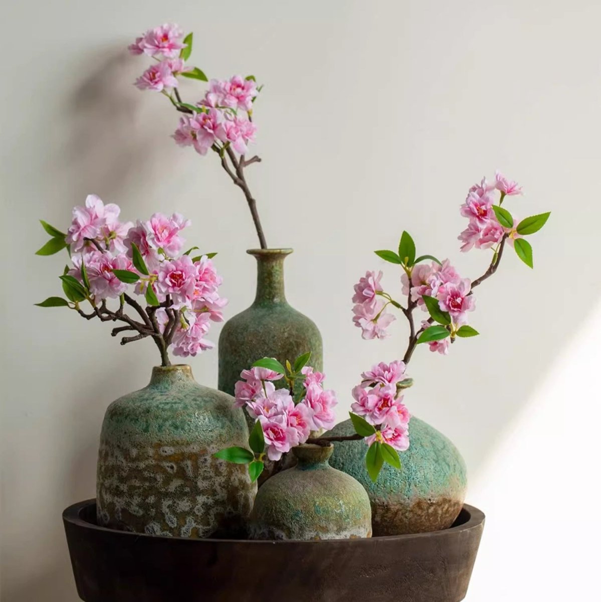 Small Peach Blossom Flower Stem 16.5" Tall by RusticReach