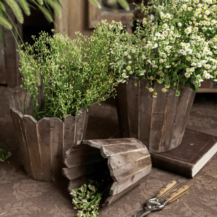 Spliced Solid Wood Planter Round by RusticReach
