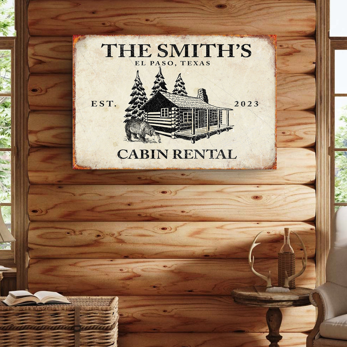 Bear Cabin Sign II by Tailored Canvases