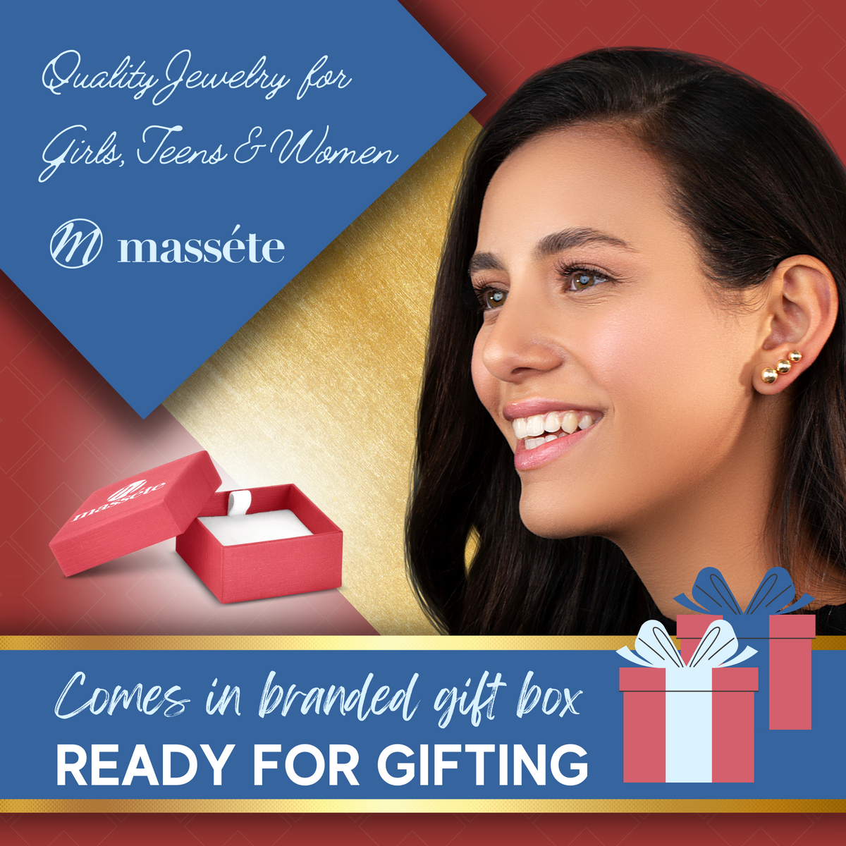 Gift box for 14k yellow gold turtle screwback earrings by Massete