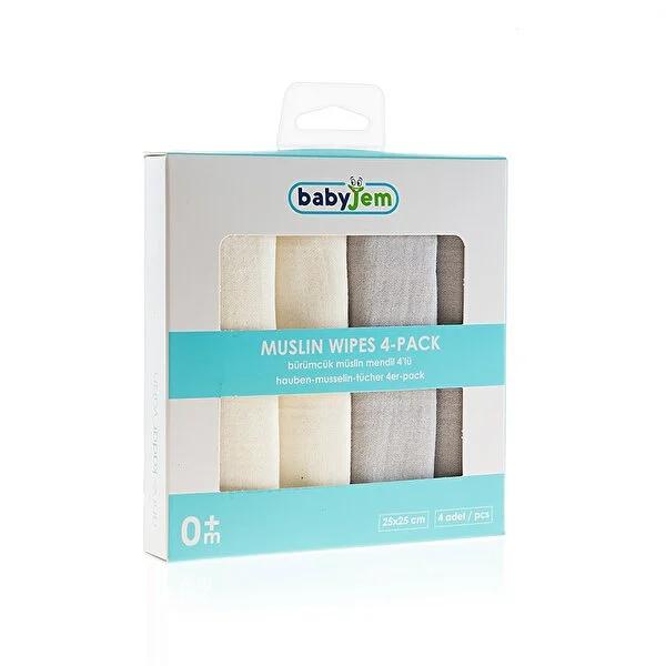 Babyjem: Ultra-Soft Baby Muslin Cloths - 100% Cotton, Gentle Newborn Washcloths for Sensitive Skin - 4 Pack by Beauty Care Bag