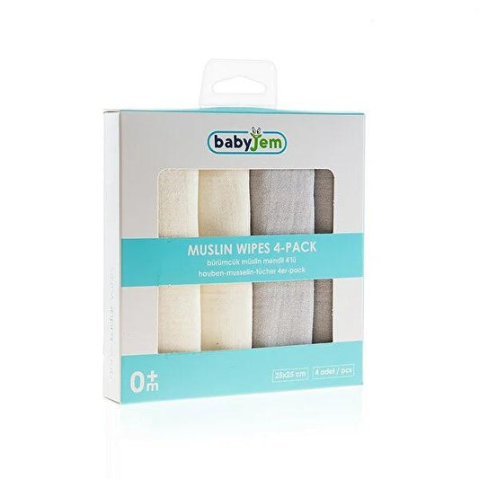 Babyjem: Ultra-Soft Baby Muslin Cloths - 100% Cotton, Gentle Newborn Washcloths for Sensitive Skin - 4 Pack by Beauty Care Bag