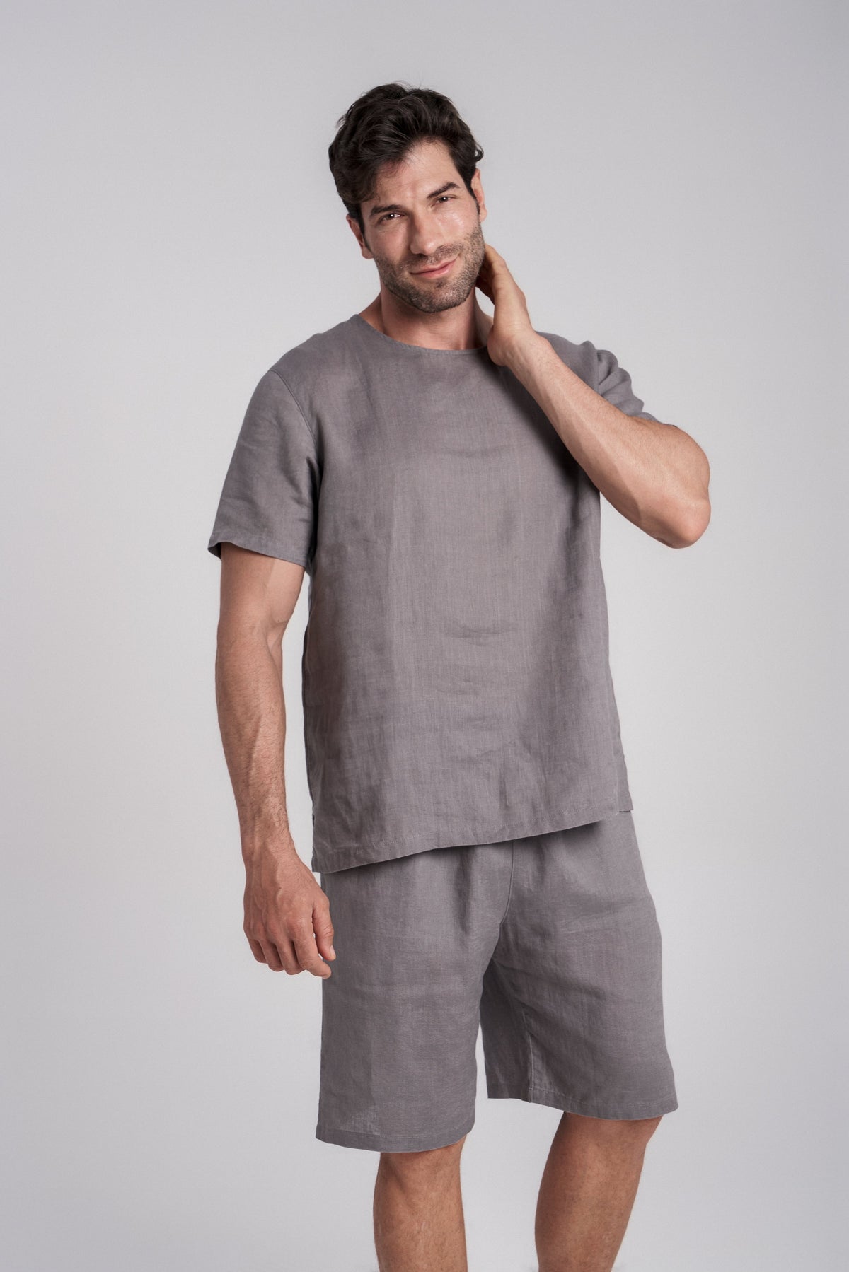 Men's Short-Sleeve Linen Sleepwear by Breevar