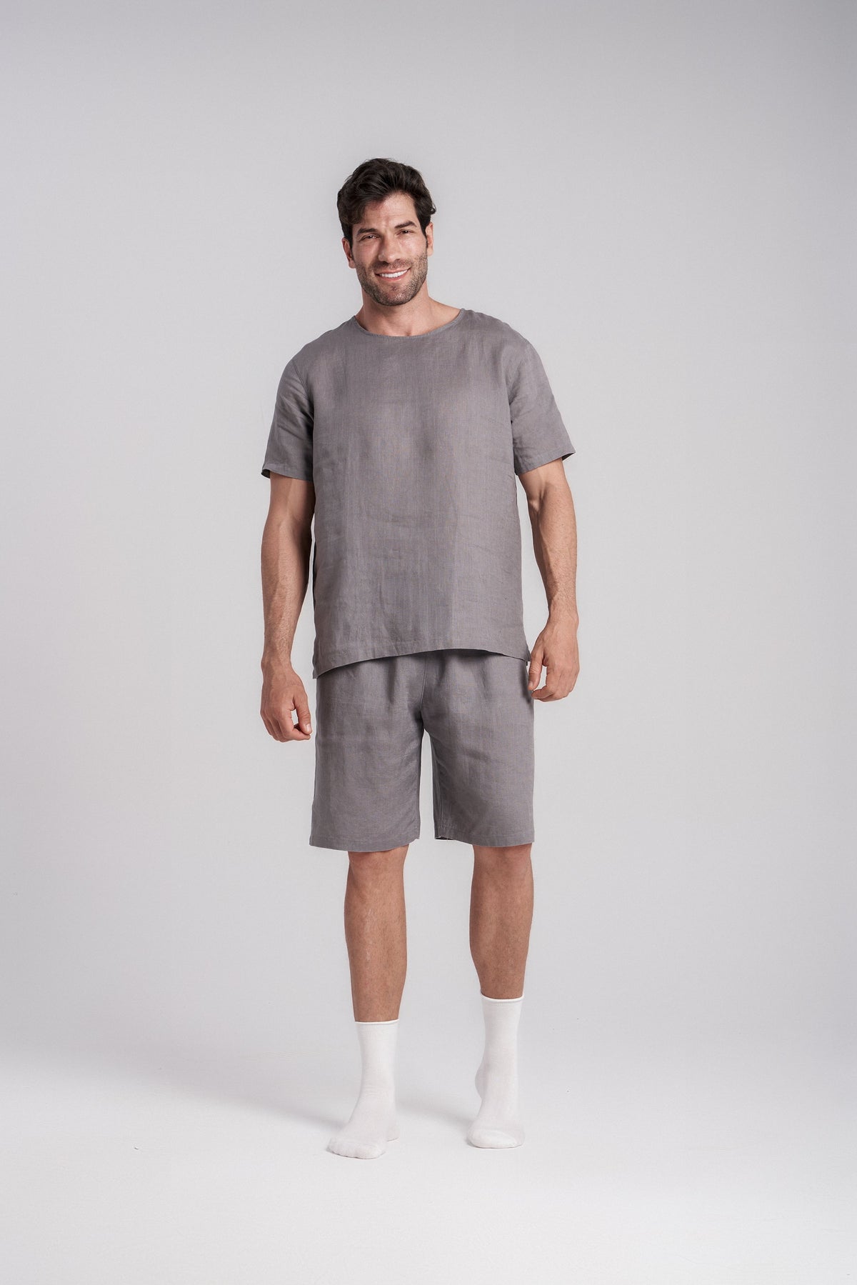 Men's Short-Sleeve Linen Sleepwear by Breevar