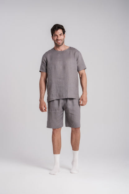Men's Short-Sleeve Linen Sleepwear by Breevar