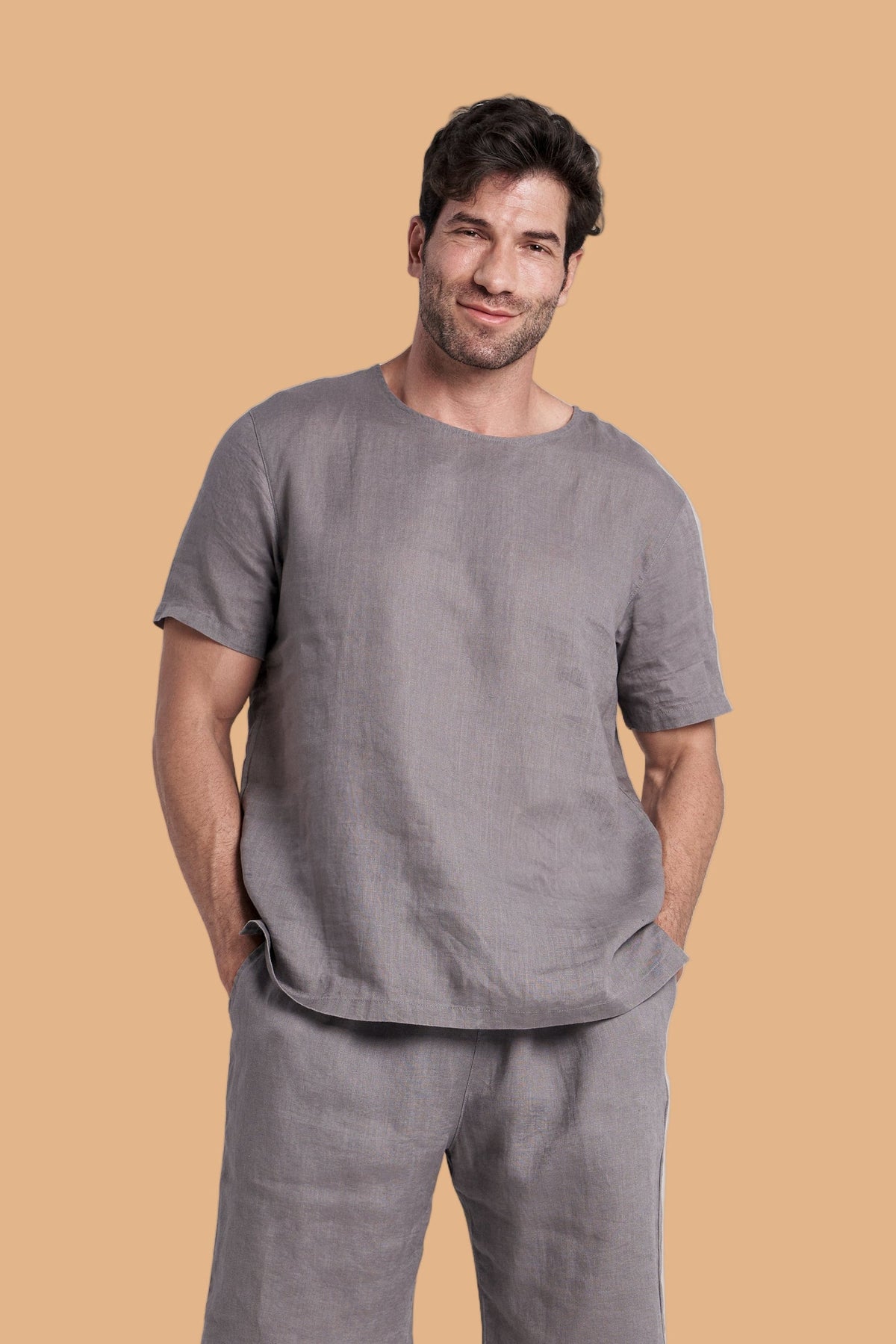 Men's Short-Sleeve Linen Sleepwear by Breevar