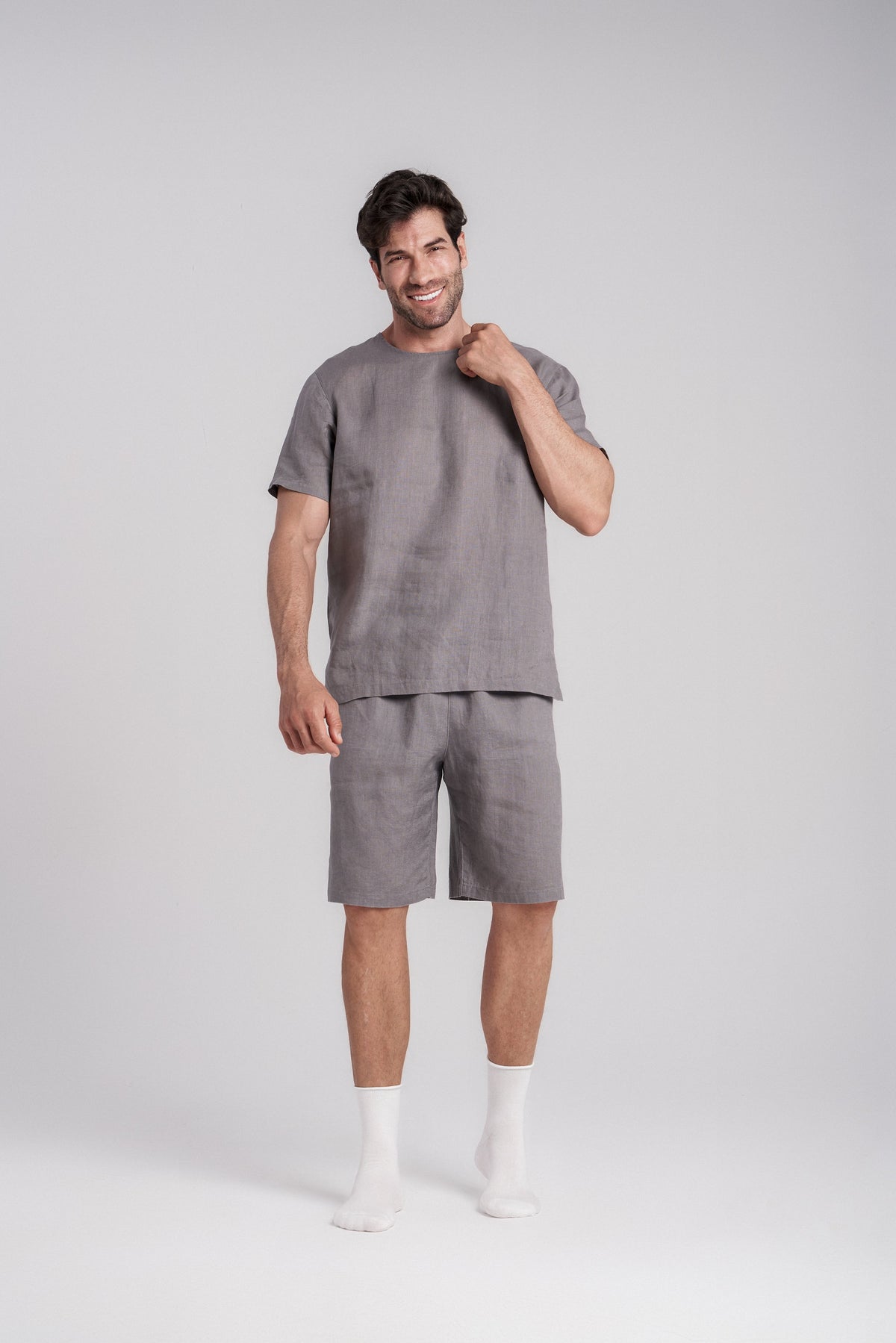 Men's Short-Sleeve Linen Sleepwear by Breevar