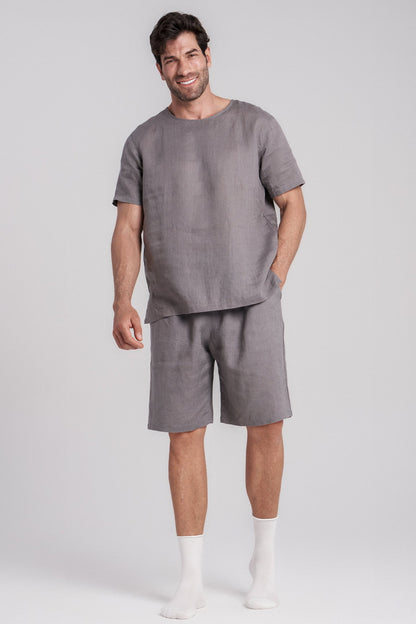 Men's Short-Sleeve Linen Sleepwear by Breevar