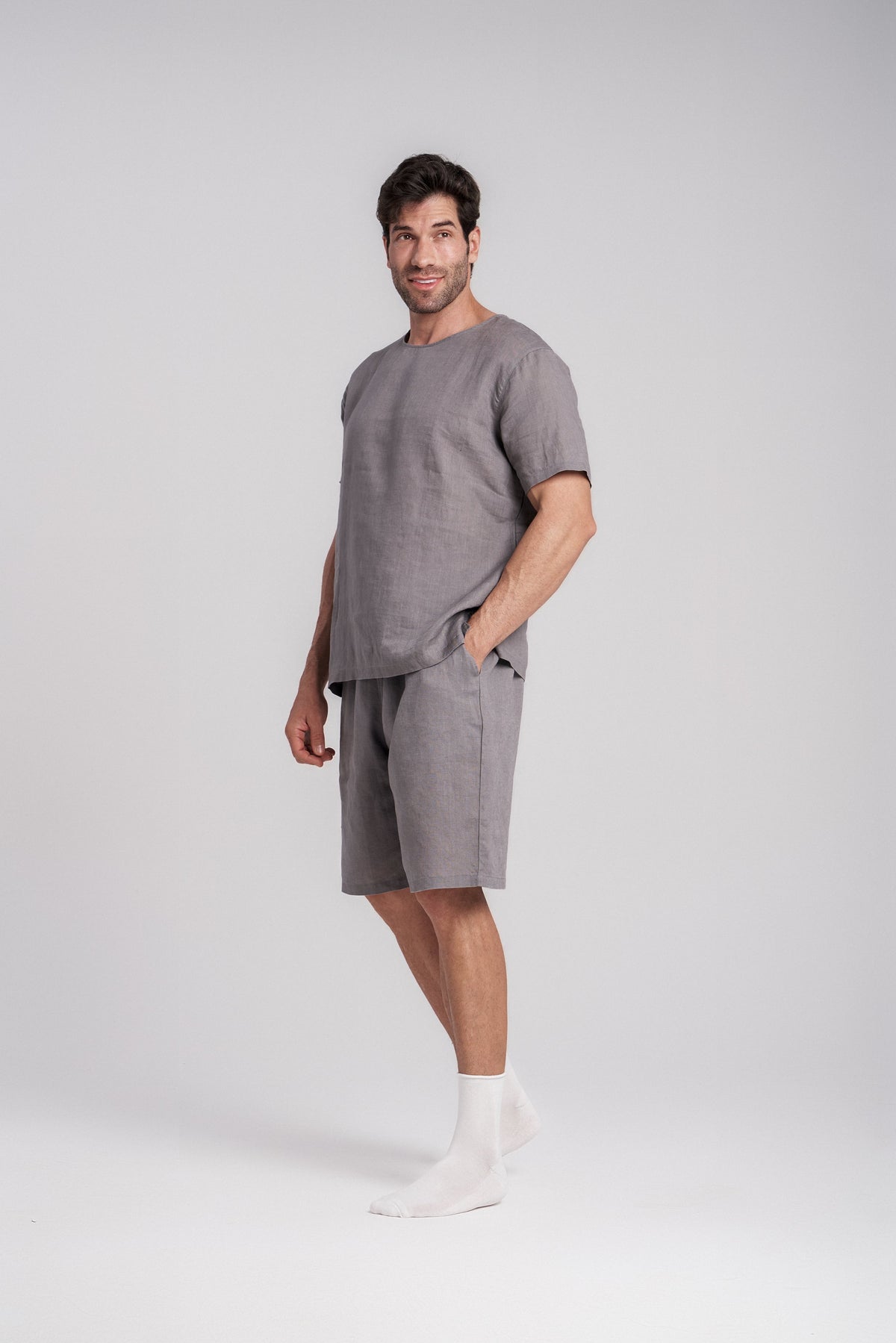 Men's Short-Sleeve Linen Sleepwear by Breevar