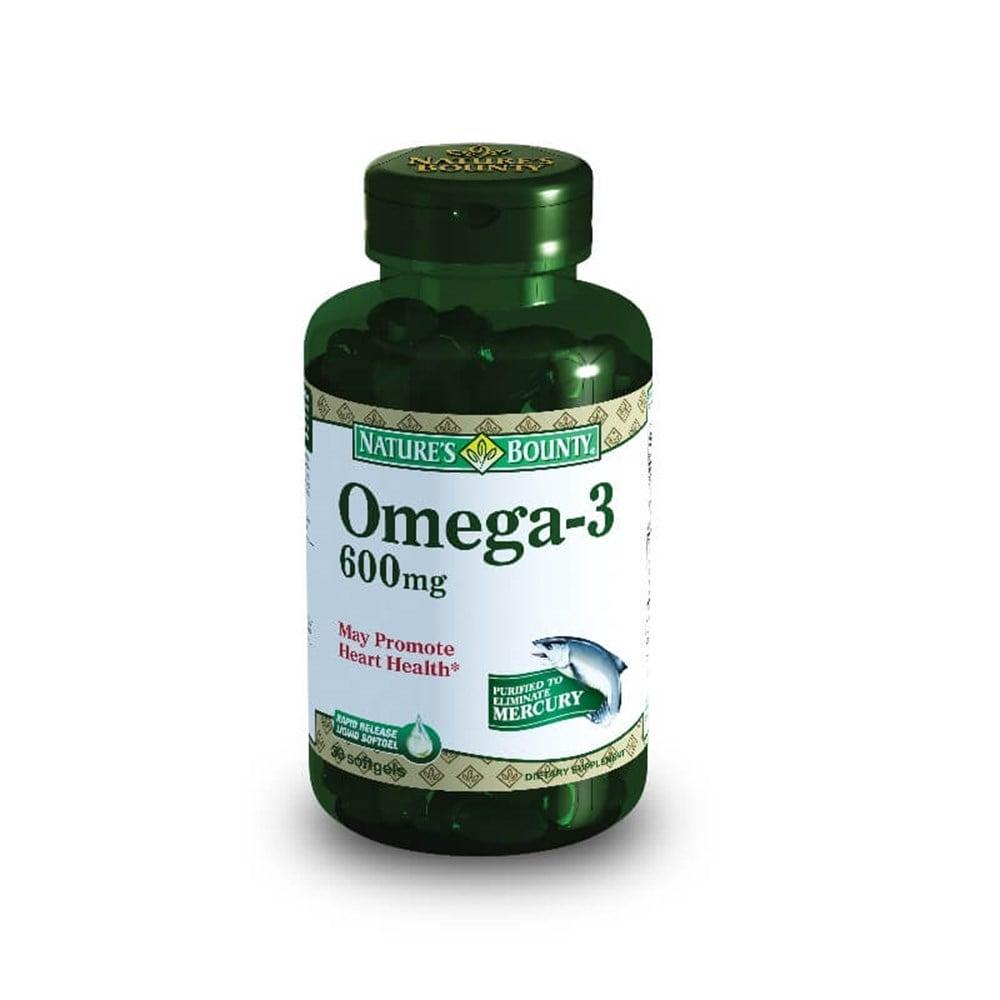 Nature's Bounty Omega-3 600 mg Softgel Capsules - 30 Count by Beauty Care Bag