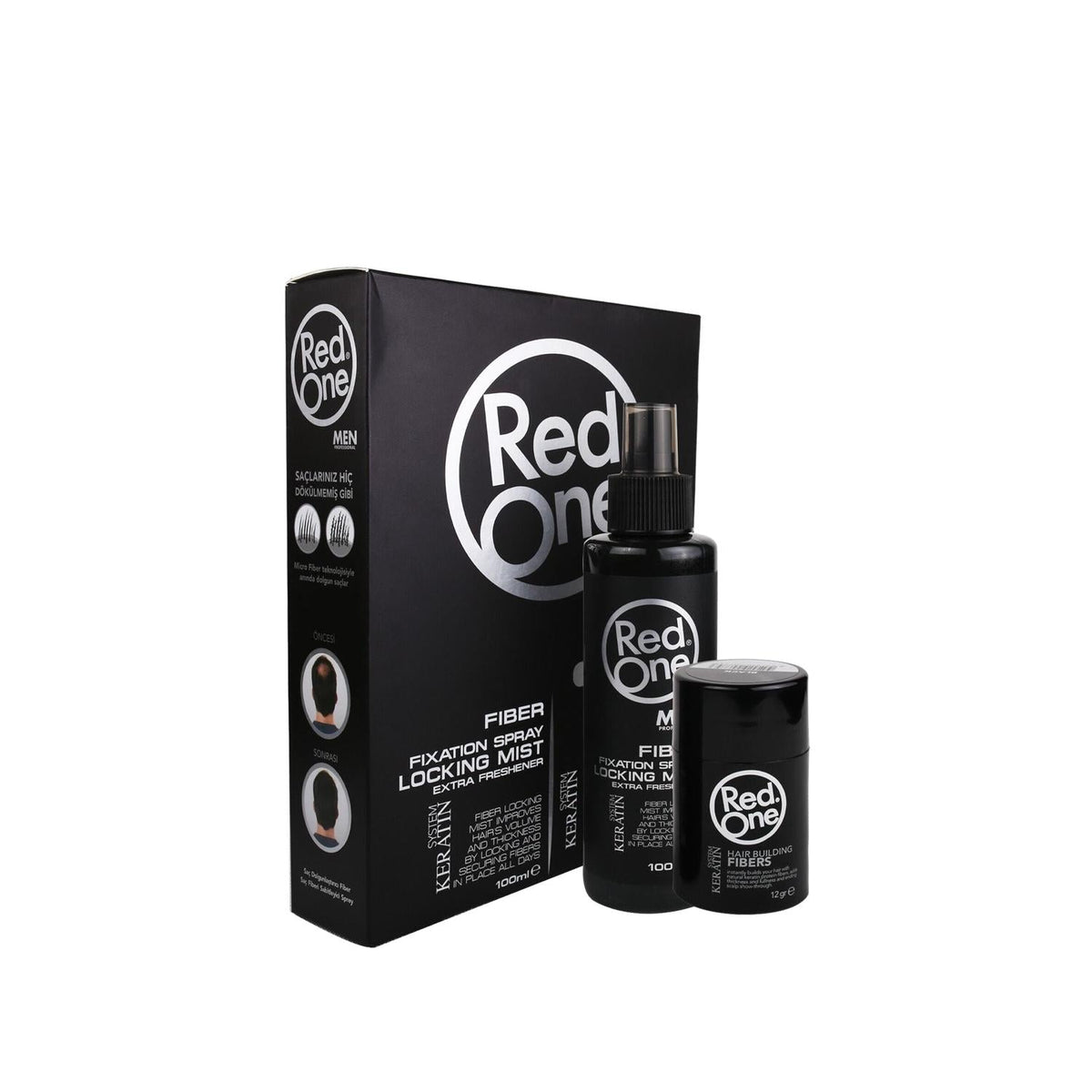 RedOne men's black hair fiber for thinning hair