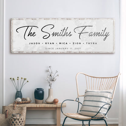 Last Name Family Sign Black And White by Tailored Canvases