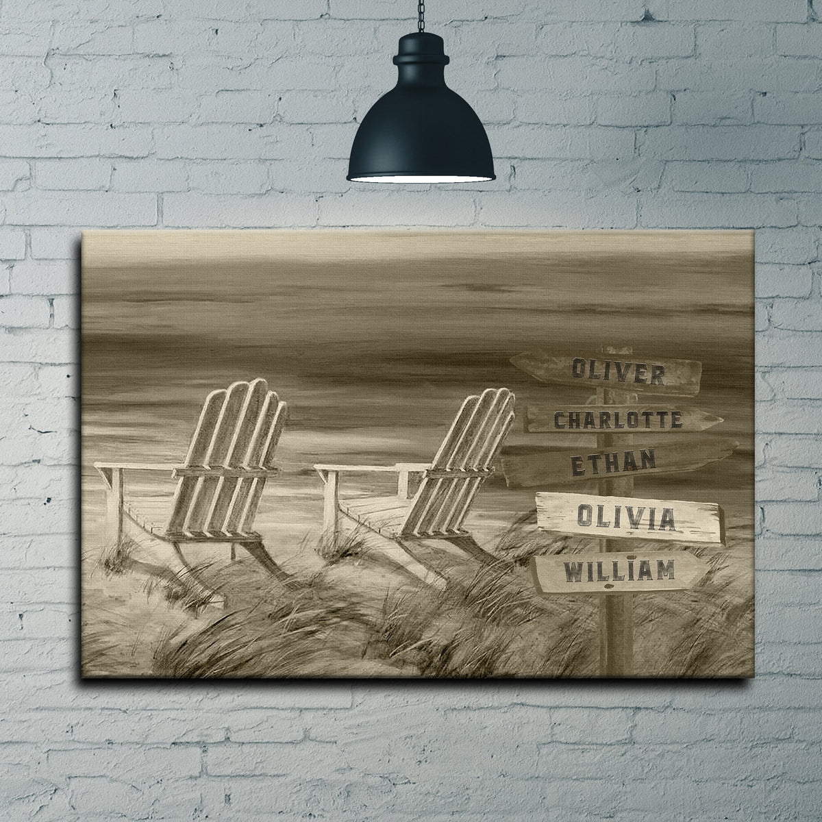 Monochrome Beach Name Sign by Tailored Canvases