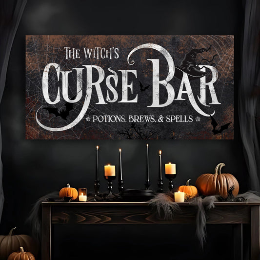 The Witch's Curse Bar Halloween Sign III by Tailored Canvases