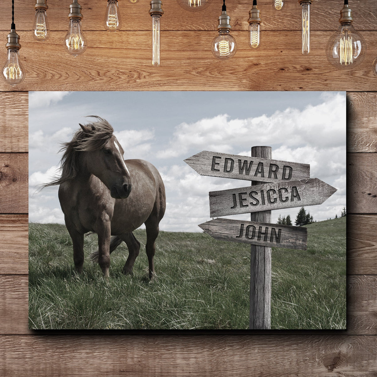 Classic Horse Family Name Sign by Tailored Canvases