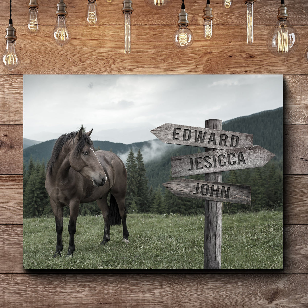Classic Horse Family Name Sign by Tailored Canvases