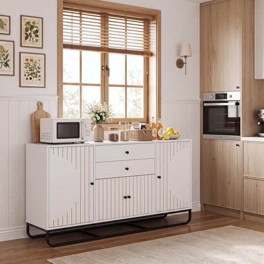 Modern Buffet Sideboard Cabinet with 2 Drawers & Adjustable Shelves by DirectDeals