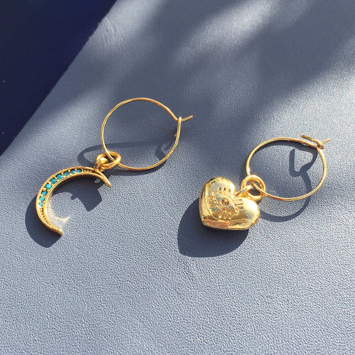 Crystal Moon Earrings by Yellow Athena