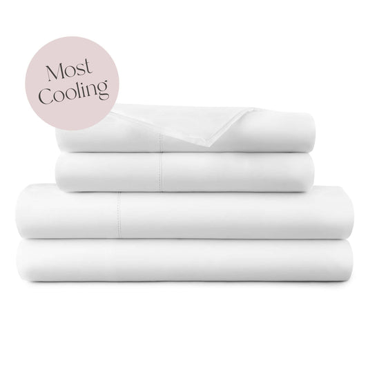 Picot embroidered 270 TC organic percale sheet set by Whisper Organics