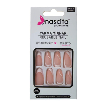 Nascita Stiletto Matte Press-On Nails 24 Count by Beauty Care Bag