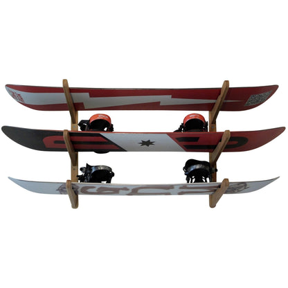 Triple Surfboard Wall Rack | Bamboo Rack Perfect for Surf, Wakeboards, Snowboards, Skateboards by COR Surf