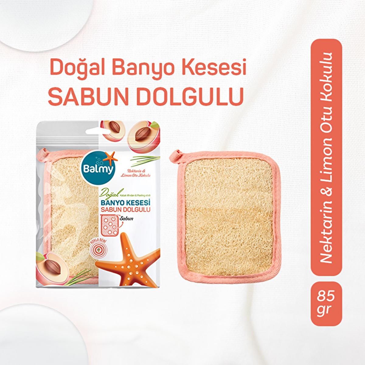 Balmy Nektari Soap-Filled Loofah Bath Sponge: Natural Exfoliating Loofah with Nectarine & Lemongrass - Deep Cleansing, Skin Renewal by Beauty Care Bag