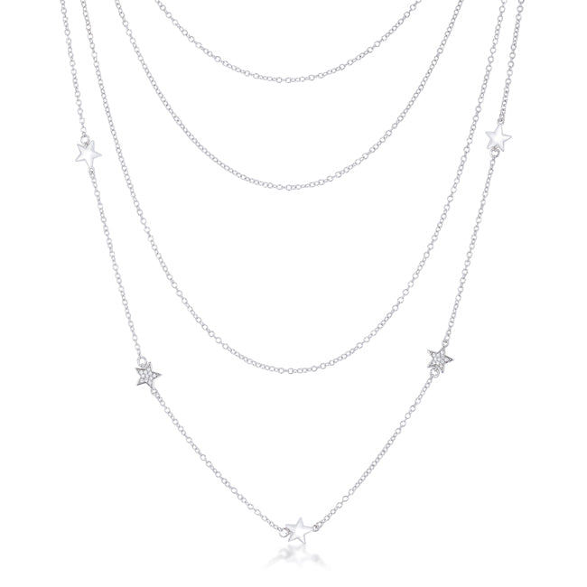 Multi-Chain Star Necklace with CZ by Avera Group