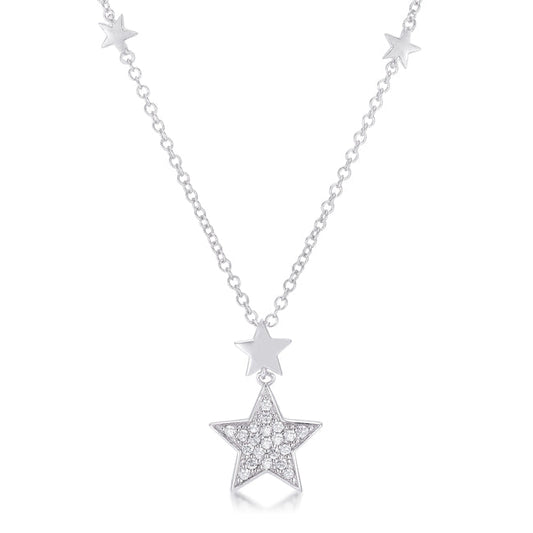 Avera Group star pendant necklace with shimmering .32 ct cubic zirconia in silver