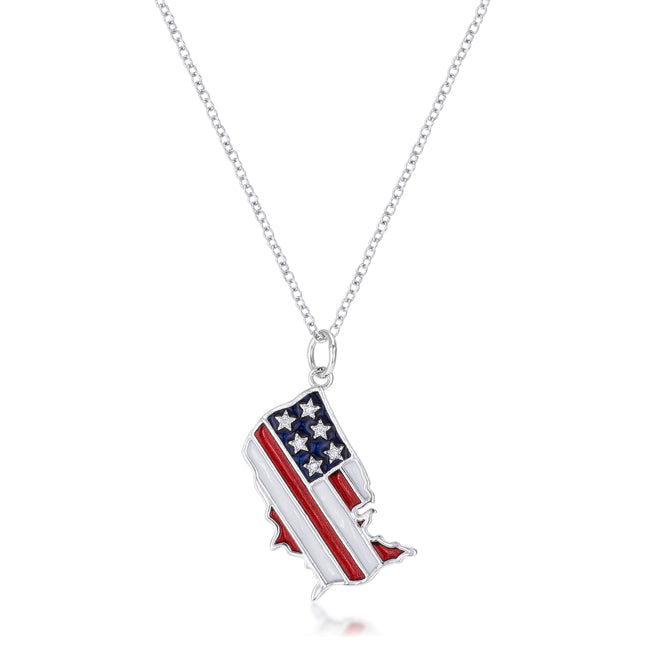 Avera Group .015 ct Patriotic U.S. Map pendant necklace in red