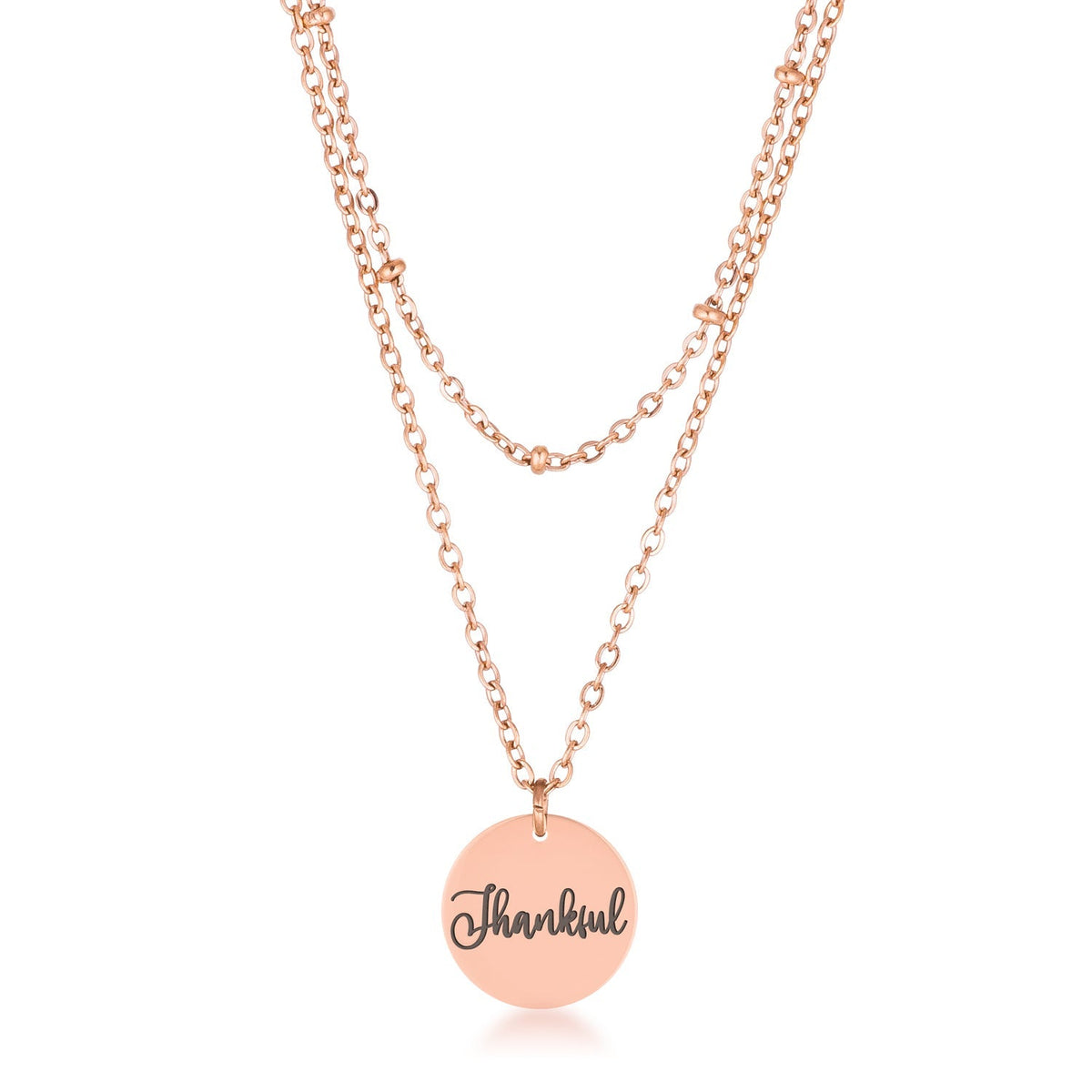 Delicate Rose gold Plated Necklace Thankful by Avera Group