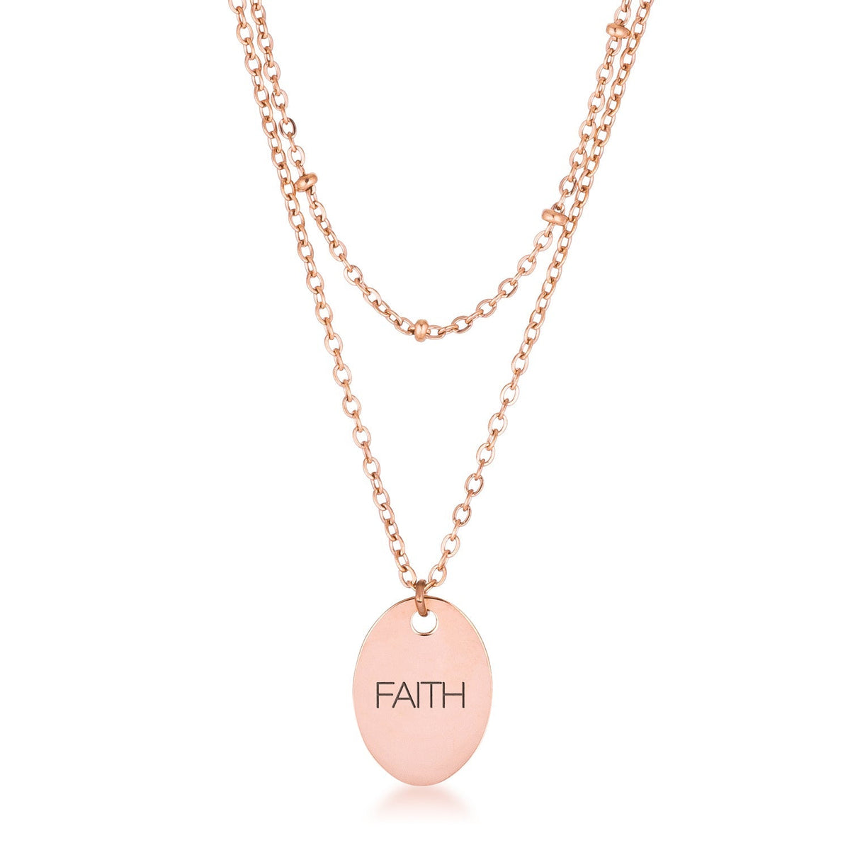 Jewelry Double Chain Faith Necklace In Rose Gold by Avera Group