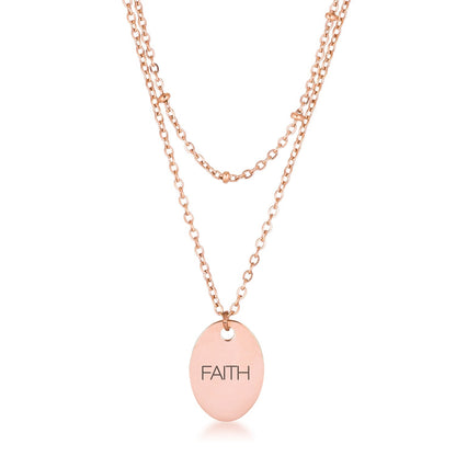 Jewelry Double Chain Faith Necklace In Rose Gold by Avera Group