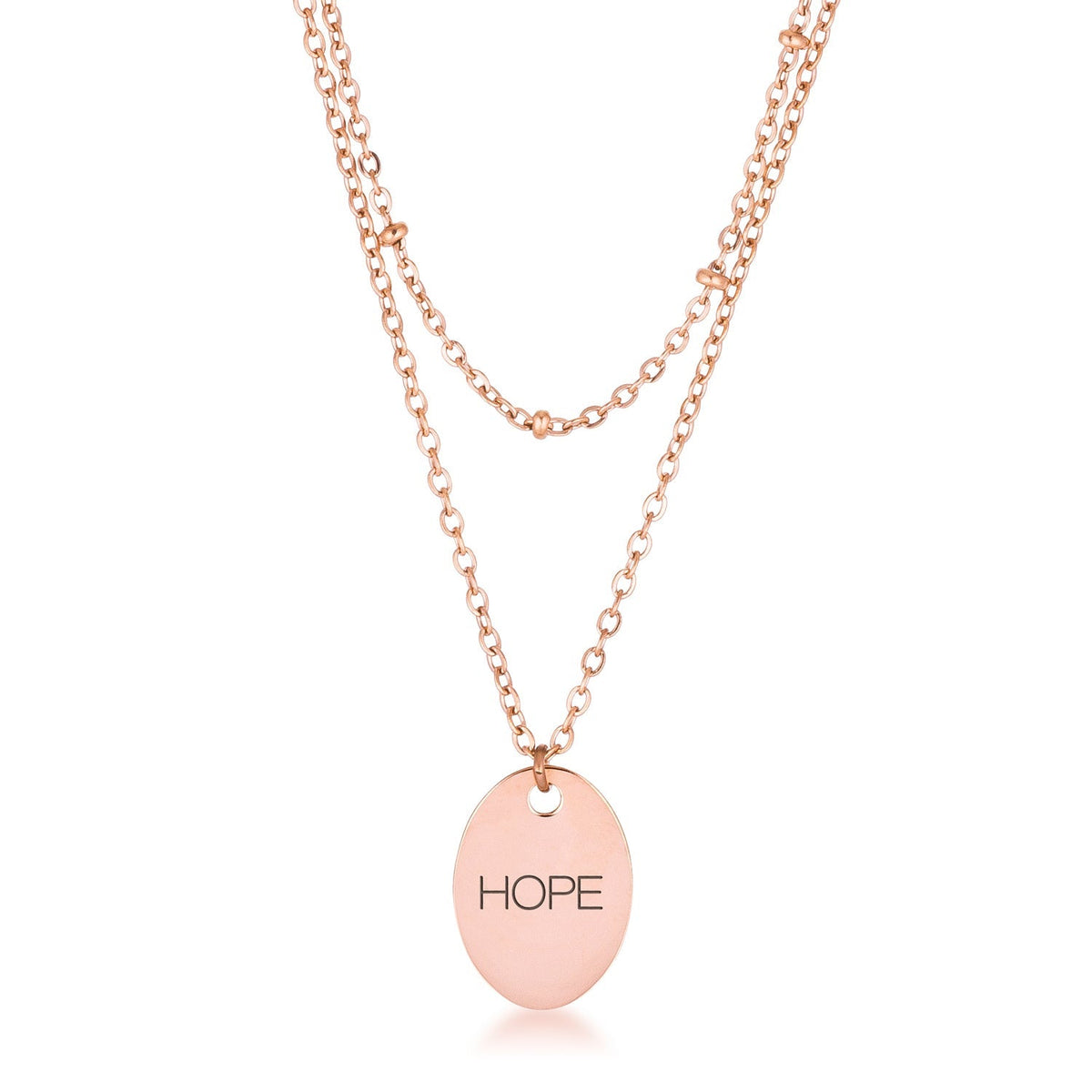 Avera Double Chain Hope Necklace In Rose Gold by Avera Group