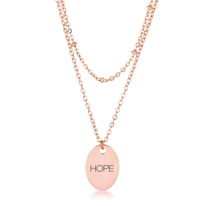 Avera Double Chain Hope Necklace In Rose Gold by Avera Group