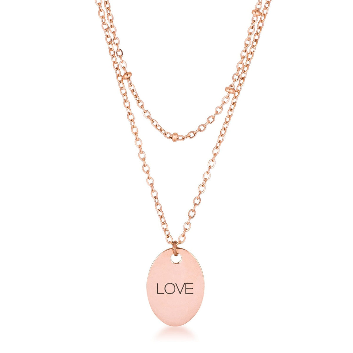 Avera Double Chain Love Necklace In Rose Gold by Avera Group